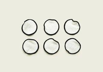 Reusable cotton pads on light background