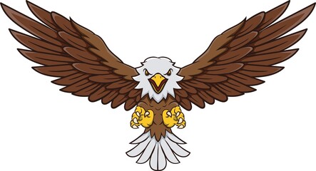 Cartoon eagle flying on white background