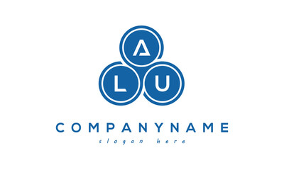 Fototapeta na wymiar ALU three letters creative circle logo design with blue