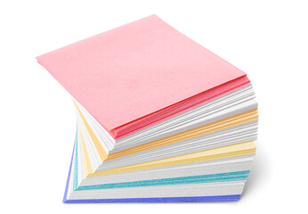 Colorful sticky notes on white background