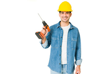 Young builder with a safety helmet