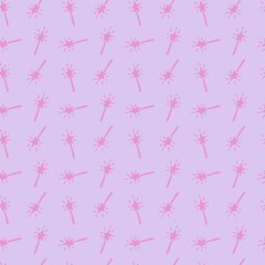 Hand-draw doodle pattern of pink magic wand in vector. Idea for gift wrapping, backgrounds, prints, illustrations and backgrounds.