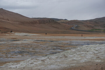 Myvatn Region, Iceland: Namafjall (also known as Hverir) is a high-temperature geothermal area with boiling mud pots and steaming fumaroles.