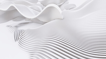 Abstract Curved Shapes. White Circular Background.