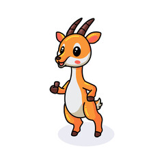 Cute little gazelle cartoon giving thumb up