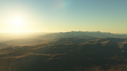 alien planet landscape sci fi spatial background, view from planet surface with spectacular sky, realistic digital illustration