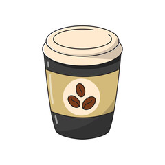 Takeaway coffee vector illustration isolated on white background. Disposable coffee cup vector