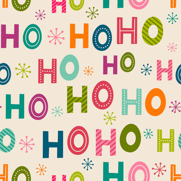 Colorful  Hohoho seamless pattern background for christmas design. Santa claus laugh.