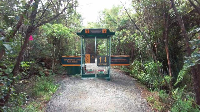 DOC Cleaning Station From Kauri Dieback On Hiking Path In The Pinnacles. Coromandel Peninsula. New Zealand