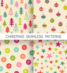 Set of colorful christmas elements seamless pattern background.