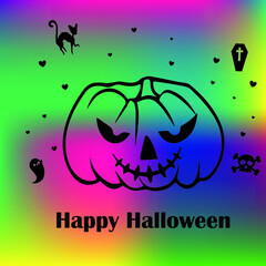 Halloween night party, Pumpkin flat colon,r desig