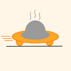 Hot food fast delivery icon isolated on beige background, food delivery to office and home.