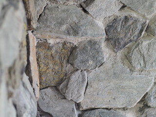 Natural imitation stone wall, dark gray stone, masonry like real There are fissures and joints of the rock