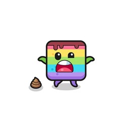 rainbow cake earth surprised to meet poop