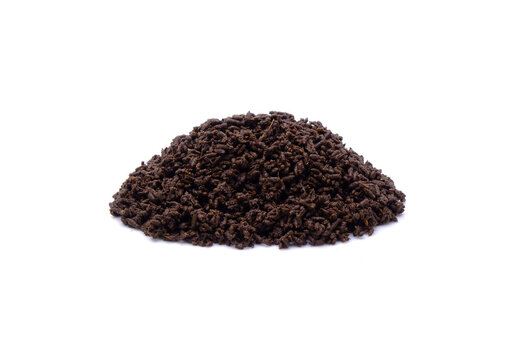 Vermicompost isolated on white background. Vermi-compost is the product of the decomposition process using various species of worms, usually red wigglers, white worms, earthworms. Organic fertilizer