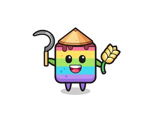 rainbow cake Asian farmer holding paddy