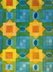 Geometric pattern design in watercolor
