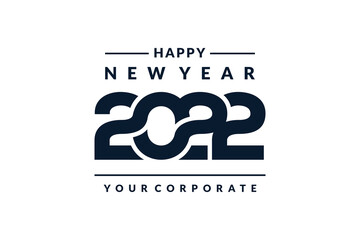 2022 new year logo template. Abstract numbers in minimalism style. Design for brochure, greeting card, calendar, etc.