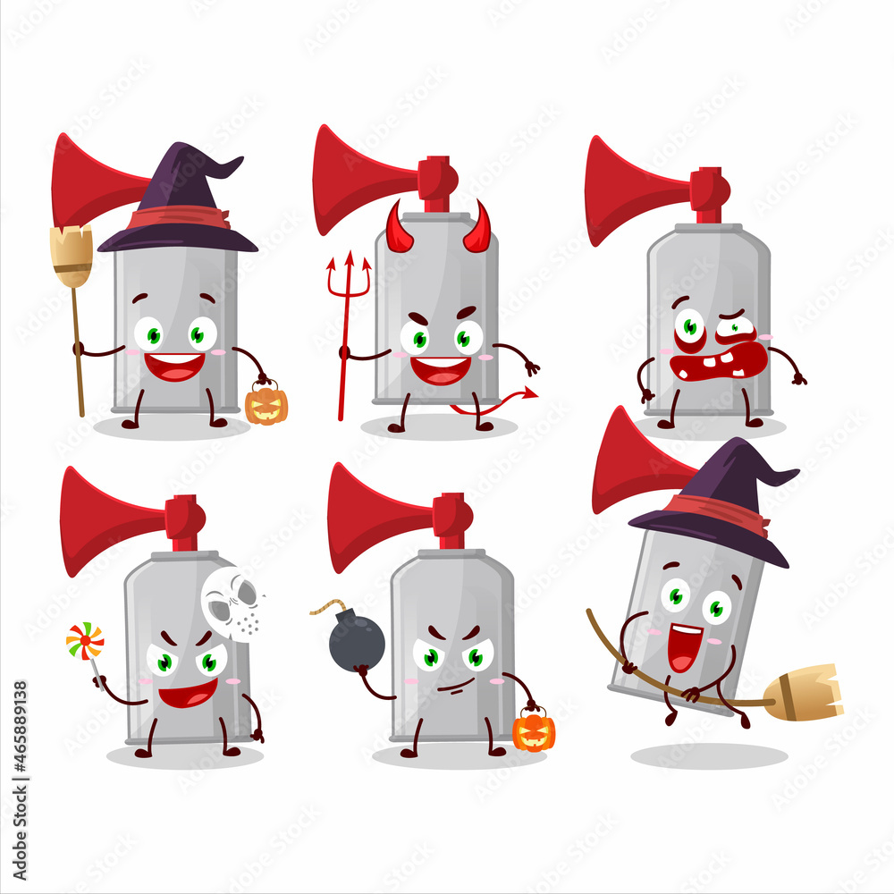 Wall mural Halloween expression emoticons with cartoon character of air horn