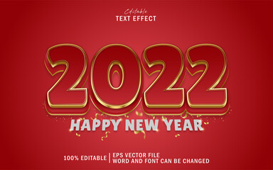 new year 2022 red gold text effect premium free download