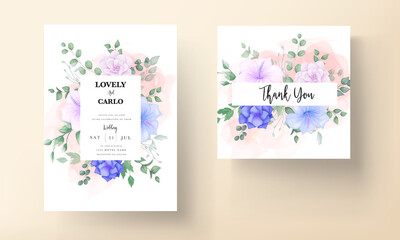 beautiful flower and leaves wedding invitation