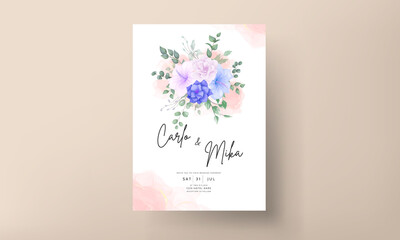 beautiful flower and leaves wedding invitation