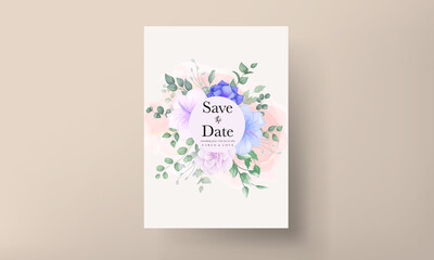 Fototapeta premium beautiful flower and leaves wedding invitation