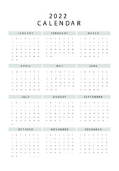 Neutral Minimal Annual Calendar 2022 Planner