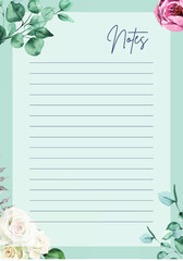 Green Floral Note Planner