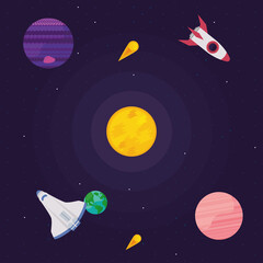 Fototapeta premium rocket and spaceship universe