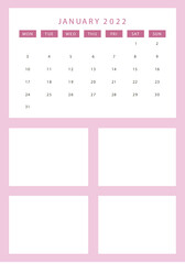 Pink Simple & Elegant Monthly Calendar Planner