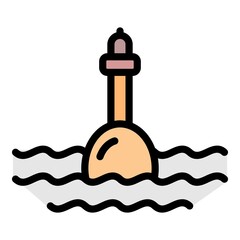 Fish farm bobber icon. Outline fish farm bobber vector icon color flat isolated