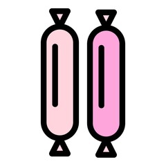 Hot sausage icon. Outline hot sausage vector icon color flat isolated