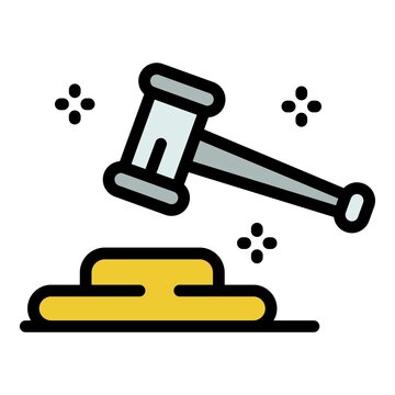 Judge gavel icon. Outline judge gavel vector icon color flat isolated