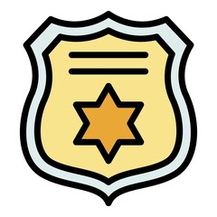 Prosecutor shield icon. Outline prosecutor shield vector icon color flat isolated