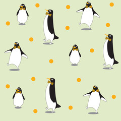 Cute penguin seamless pattern on pastel background
