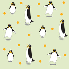 Obraz premium Cute penguin seamless pattern on pastel background