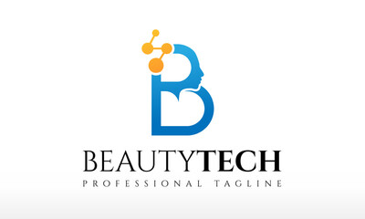 Letter B Beauty Technology Logo Design Vector Icon Illustrations.