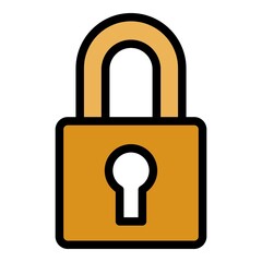 Padlock icon. Outline padlock vector icon color flat isolated