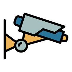 Prison security camera icon. Outline prison security camera vector icon color flat isolated