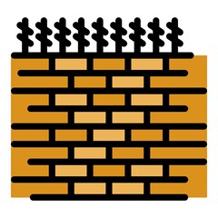 Prison brick wall icon. Outline prison brick wall vector icon color flat isolated