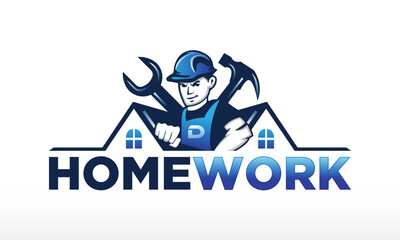 Home House Repair Build Handyman Logo Design Vector Icon Illustrations.