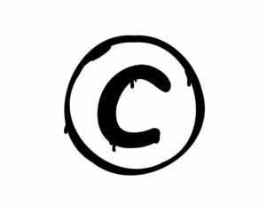 Vector illustration of graffiti sprayed copyright symbol