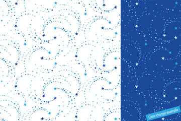 Seamless pattern swatch,  CS, shooting stars(Blue). - obrazy, fototapety, plakaty