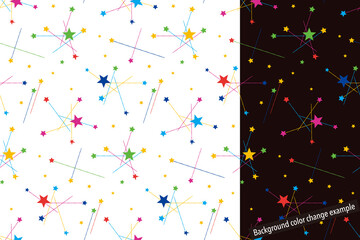 Seamless pattern swatch, CS, shooting stars(colorful).