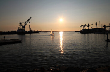 Sunset scenes from Oceanside Harbor in Oceanside, California just north of San Diego.