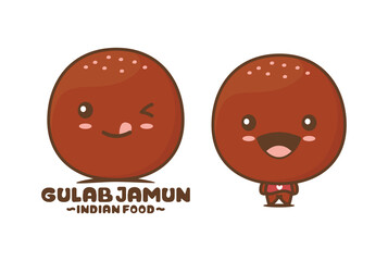 gulab jamun cartoon mascot. indian food vector illustration