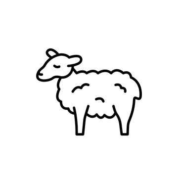 Sheep icon vector illustration. Lamb outline symbol. Wool  production, mammal breeding. Sheep breeding farm, animal husbandry
