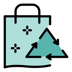 Eco bag icon. Outline eco bag vector icon color flat isolated