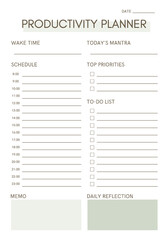 Simple and Minimal Daily Productivity Planner